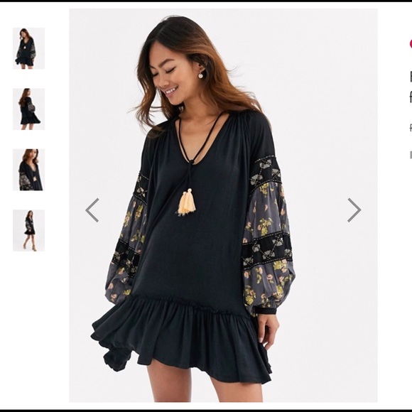 Free People Tops - Free People Black mix it up tunic embroidered